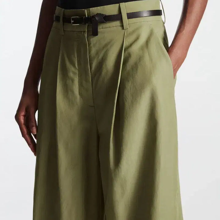 [BUNJANG] COS High-Waisted Linen Wide-Leg Pants (Khaki) / Cos 하이웨이스트 린넨 와이드 레그 팬츠(카키)