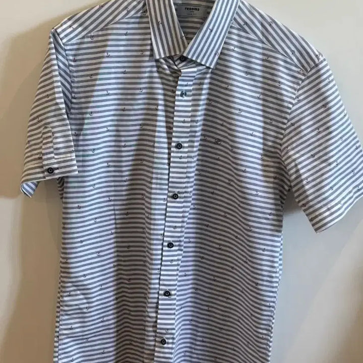 [BUNJANG] Renoma Anchor Pattern Slim Fit Short Sleeve Shirt / 새상품 레노마 앵커 패턴 슬림핏 반팔 셔츠 100
