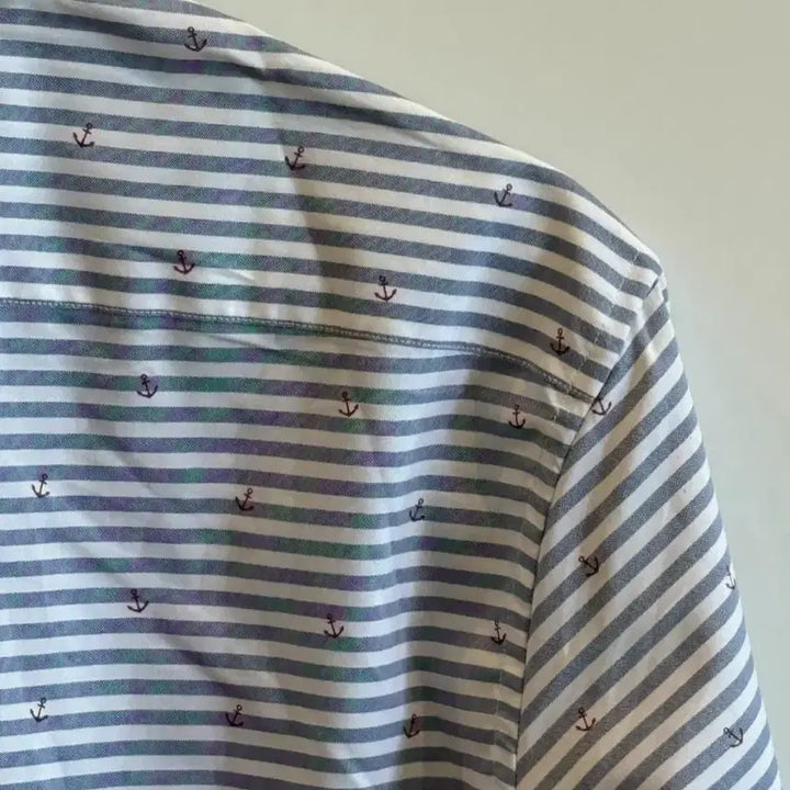 [BUNJANG] Renoma Anchor Pattern Slim Fit Short Sleeve Shirt / 새상품 레노마 앵커 패턴 슬림핏 반팔 셔츠 100
