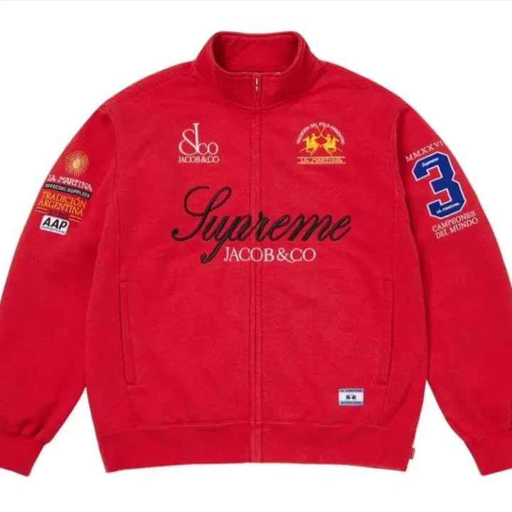 [BUNJANG] Supreme x La Martina x Jacob &amp; Co. Zip-Up Sweatshirt Red / 슈프림 x 라 마르티나 x 제이콥 앤 코 집업 스웨트셔츠 레드 - 26S