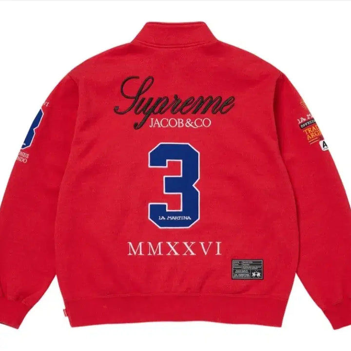 [BUNJANG] Supreme x La Martina x Jacob &amp; Co. Zip-Up Sweatshirt Red / 슈프림 x 라 마르티나 x 제이콥 앤 코 집업 스웨트셔츠 레드 - 26S
