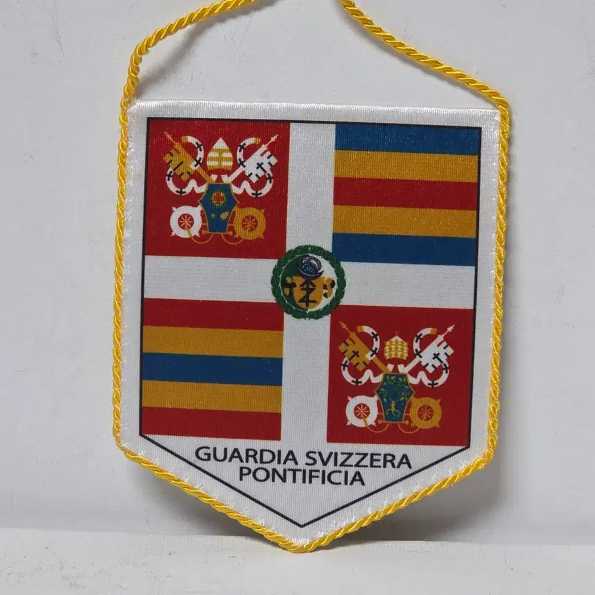 [BUNJANG] Antique Vatican City Papal Catholic Roman Banner with Swiss Guard Emblem / 앤틱 바티칸시티 교황청 가톨릭 로마 배너