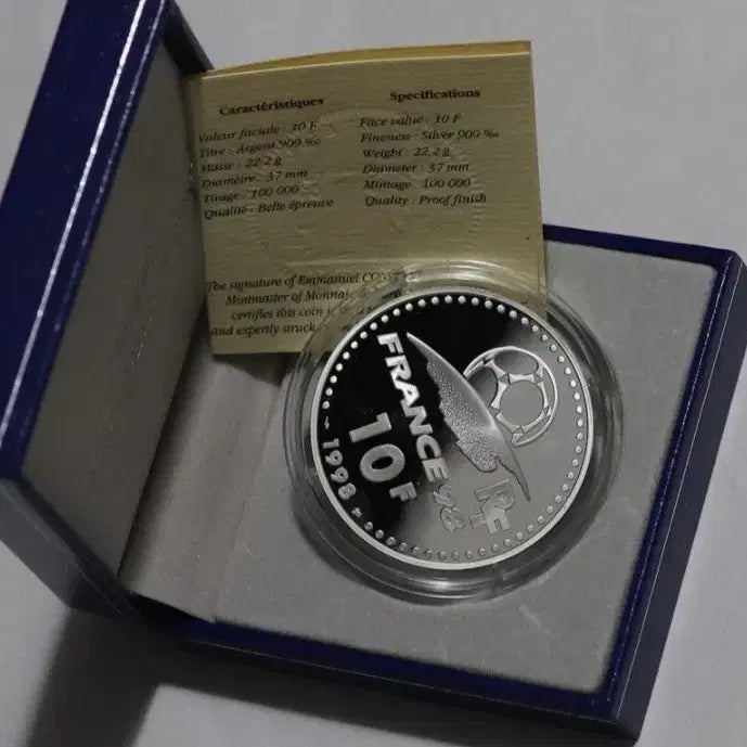 [BUNJANG] 1998 France World Cup Commemorative Coin 10 Franc Silver Coin / 1998 프랑스 월드컵 기념주화 10프랑 은화