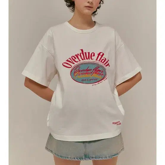 [BUNJANG] Overdue Flare Boxy T-Shirt Ivory Oversized Fit / 새상품 상태) 오버듀플레어 박시 티 반팔 아이보리 오버핏