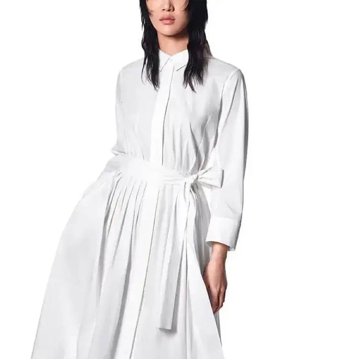 [BUNJANG] Jil Sander + Uniqlo Pleated Shirt Dress (Ivory) / 질 샌더 유니클로 플리츠 셔츠 드레스 (ivory)