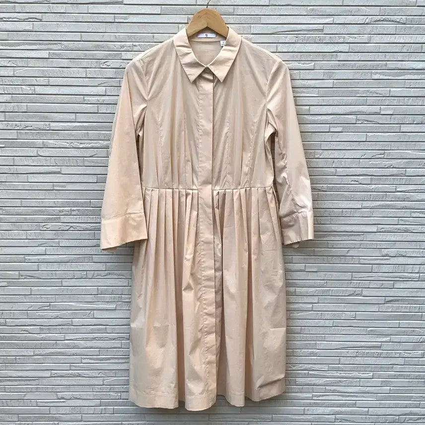 [BUNJANG] Jil Sander + Uniqlo Pleated Shirt Dress (Ivory) / 질 샌더 유니클로 플리츠 셔츠 드레스 (ivory)