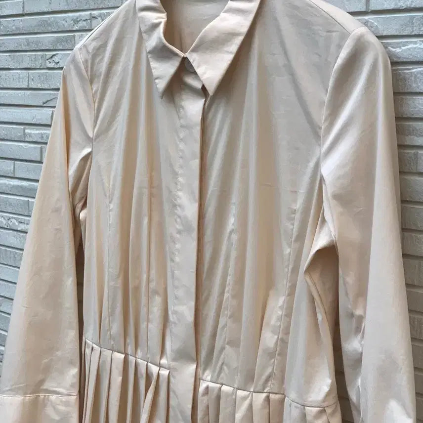 [BUNJANG] Jil Sander + Uniqlo Pleated Shirt Dress (Ivory) / 질 샌더 유니클로 플리츠 셔츠 드레스 (ivory)