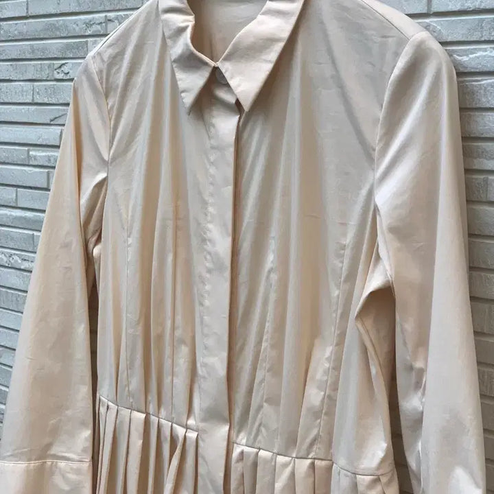 [BUNJANG] Jil Sander + Uniqlo Pleated Shirt Dress (Ivory) / 질 샌더 유니클로 플리츠 셔츠 드레스 (ivory)