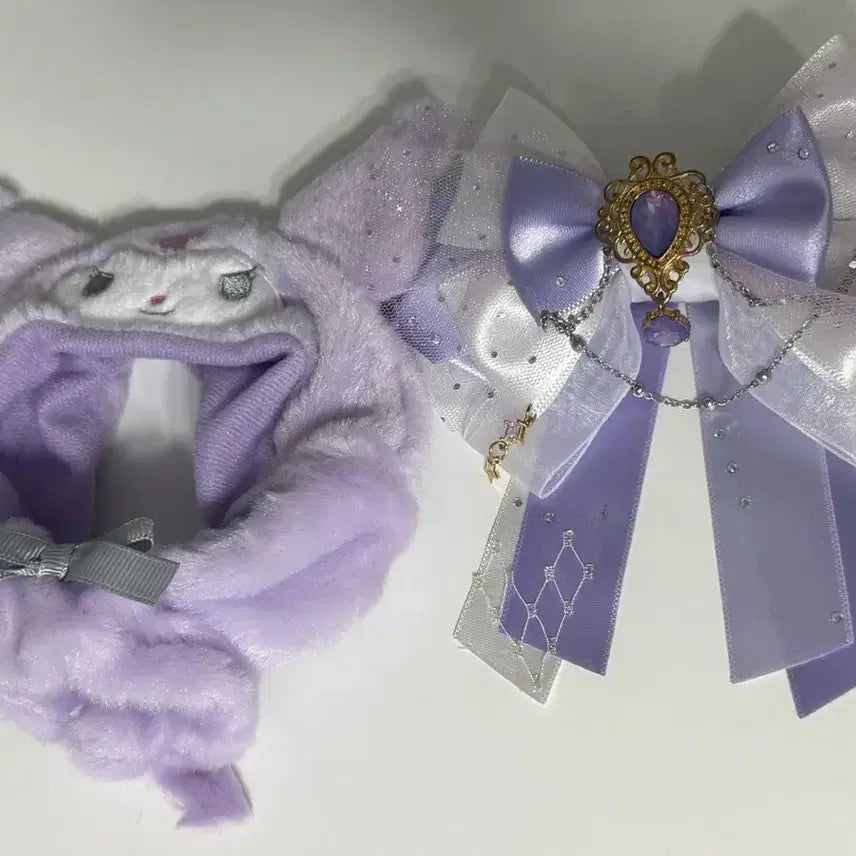 [BUNJANG] Kuromi Lightstick Hat &amp; Ribbon Set / 쿠로미 응원봉모자, 응원봉 리본 양도