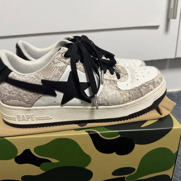 [BUNJANG] BAPE STA Low M1 Beige Snakeskin Sneakers / ( 280 ) 베이프 스네이크 베이프 스타 로우 M1 베이지