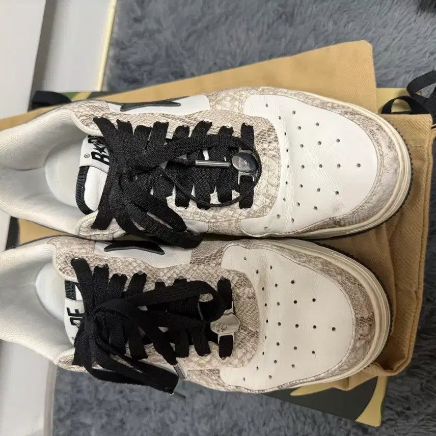 [BUNJANG] BAPE STA Low M1 Beige Snakeskin Sneakers / ( 280 ) 베이프 스네이크 베이프 스타 로우 M1 베이지