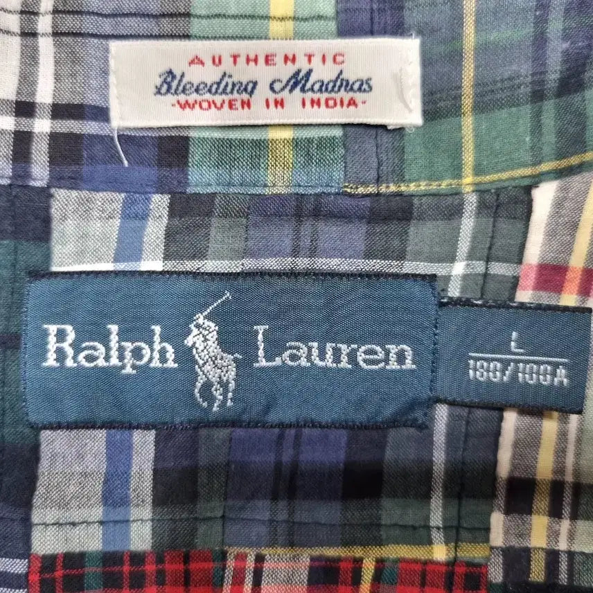 [BUNJANG] Polo Ralph Lauren Check Patchwork Madras Shirt / 100/ 폴로 랄프로렌 체크 패치워크 마드라스 셔츠