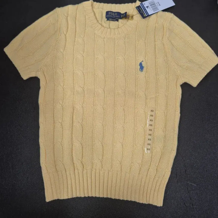 [BUNJANG] Polo Ralph Lauren Cable Knit Short Sleeve Sweater XS Pastel Yellow / 폴로 랄프로렌 케이블 반팔 니트 XS (파스텔옐로우)