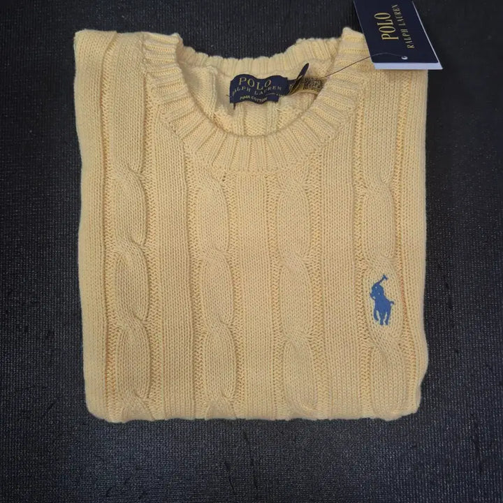 [BUNJANG] Polo Ralph Lauren Cable Knit Short Sleeve Sweater XS Pastel Yellow / 폴로 랄프로렌 케이블 반팔 니트 XS (파스텔옐로우)