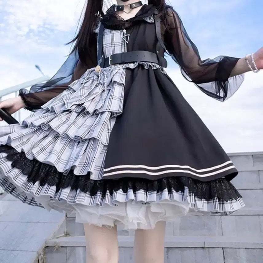 [BUNJANG] Punk Half-and-Half Lolita Dress / 펑크 반반 로리타 원피스