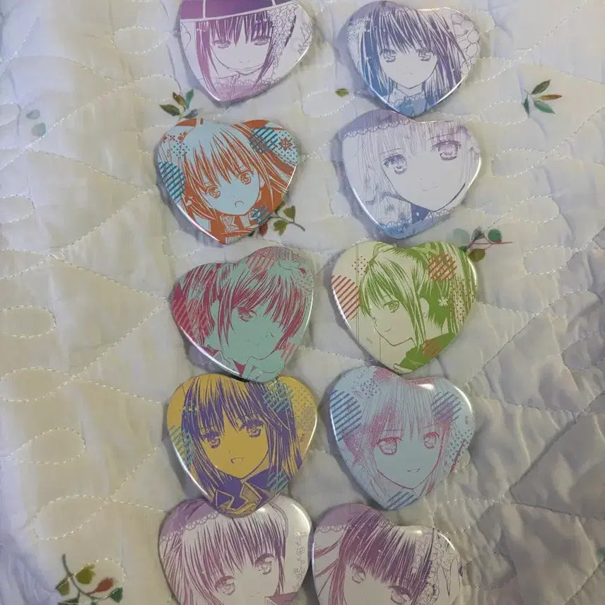 [BUNJANG] Kamichama Karin Nagihiko Nadeshiko Original Drawing Heart Can Badge Set (10 Types) / 캐캐채 eeo 팝업 나기히코 나데시코 원화 하트캔뱃지 전 10종