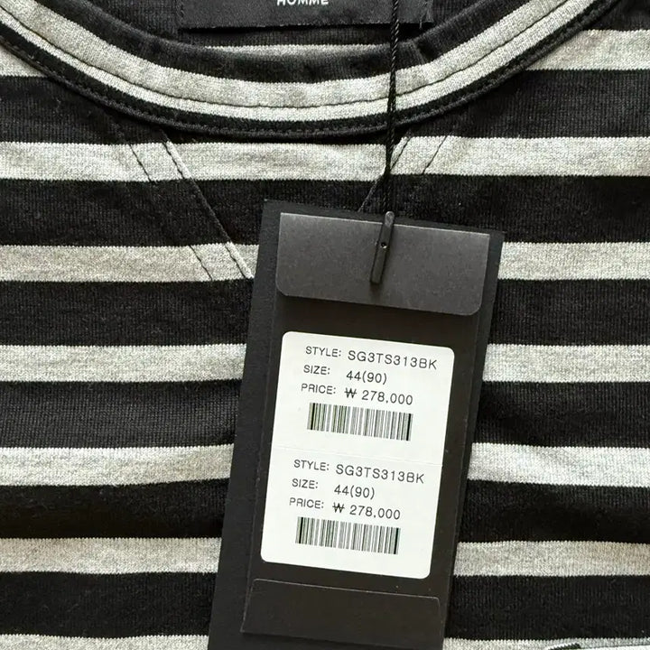 [BUNJANG] Songzio Homme Paris Stripe T-Shirt Black / [새제품] 송지오옴므 파리 스트라이프 티셔츠 블랙 - 44