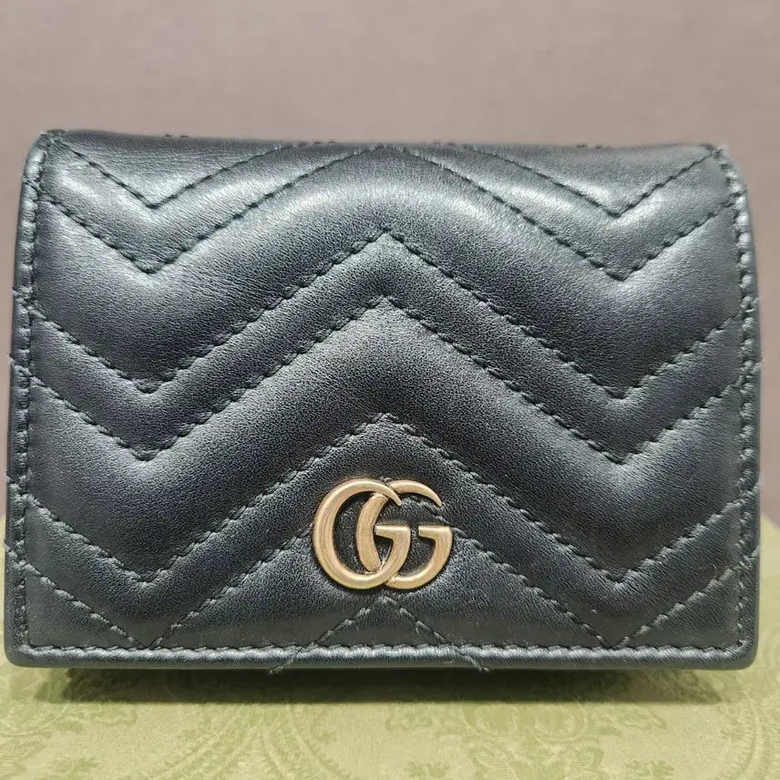 [BUNJANG] Gucci GG Marmont Matelassé Card Holder Black / [정품/S+]구찌  GG 마몽트 마틀라세 블랙 카드지갑