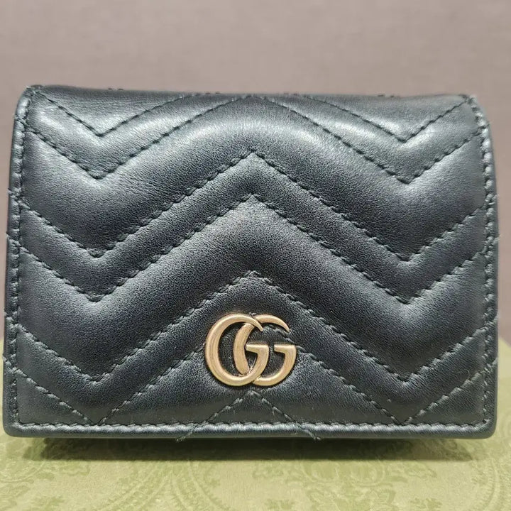 [BUNJANG] Gucci GG Marmont Matelassé Card Holder Black / [정품/S+]구찌  GG 마몽트 마틀라세 블랙 카드지갑