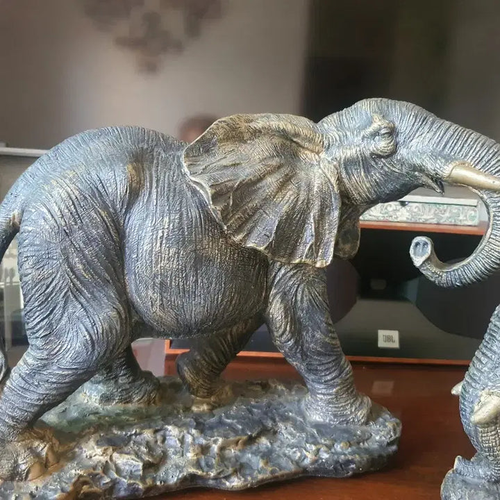 [BUNJANG] Pair of Indian Elephants Sculpture / 인도 코끼리 한쌍 섬세한 작품