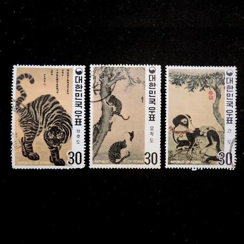[BUNJANG] 1970 Masterpiece Series Vol. 2 Used Stamp Set (3 Types) / 1970 명화시리즈 2집 3종 사용제 우표