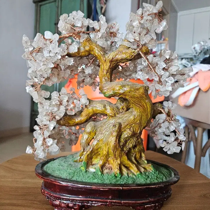 [BUNJANG] Clear Quartz Crystal Tree with Citrine Leaves / 수정 원석 나무 장식 황수정 나무