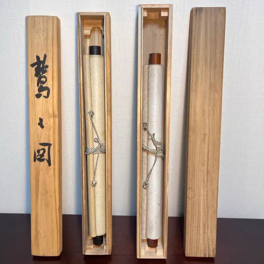 [BUNJANG] Korean Traditional Scroll Set: Dharma Painting and Calligraphy / 오동나무 족자함 세트) 달마도, 서예 족자