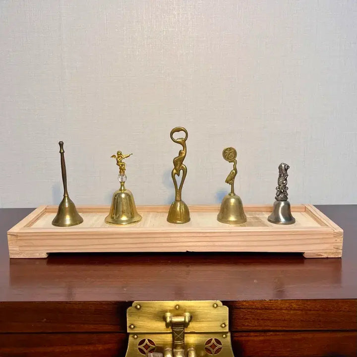 [BUNJANG] Dongbronze Antique Handbell Set with Wooden Stand (5 Pieces) / 동브론즈 앤틱 핸드벨 5개세트(원목좌대포함)