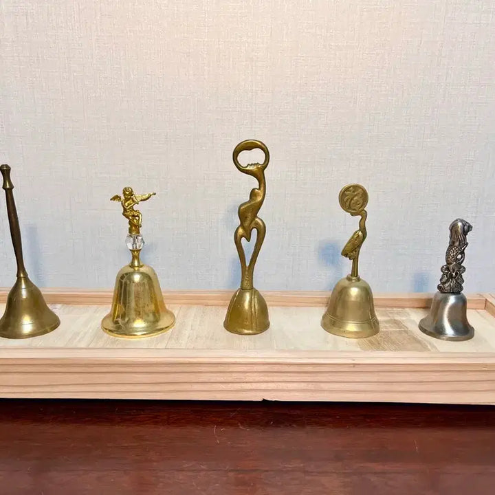 [BUNJANG] Dongbronze Antique Handbell Set with Wooden Stand (5 Pieces) / 동브론즈 앤틱 핸드벨 5개세트(원목좌대포함)