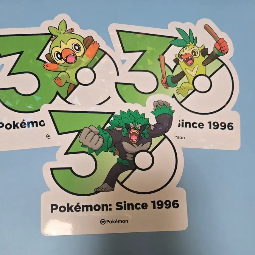 [BUNJANG] Pokemon 30th Anniversary Stickers - Grookey, Thwackey, Rillaboom / 포켓몬 올리브영 30주년 스티커 흥나숭 채키몽 고릴타