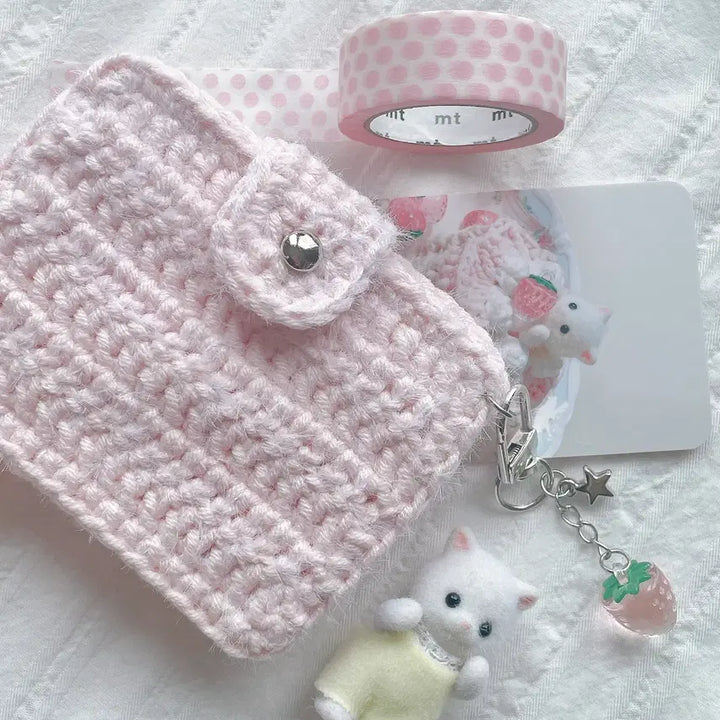 [BUNJANG] Chione Knit Handmade Fluffy Ribbon Card Holder (Pink) / 플러피 리본 카드지갑 (PINK) - 치오네 뜨개 핸드메이드 -