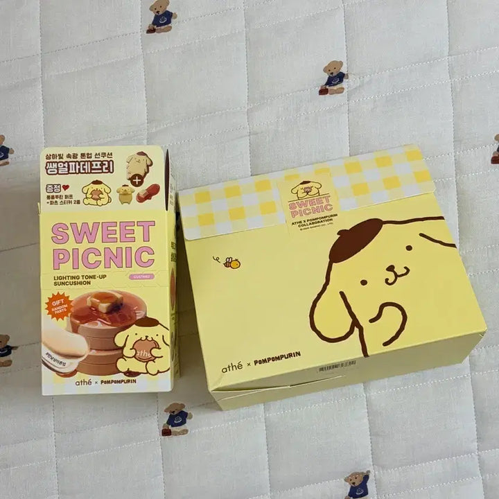 [BUNJANG] Sanrio Pompompurin x Atte Collaboration Sun Cushion &amp; Sun Cream Set / 산리오 폼폼푸린 아떼 콜라보 선쿠션&amp;선크림 세트
