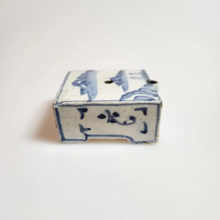 [SOLD OUT] 고미술품 조선시대 백자청화사각산수문연적