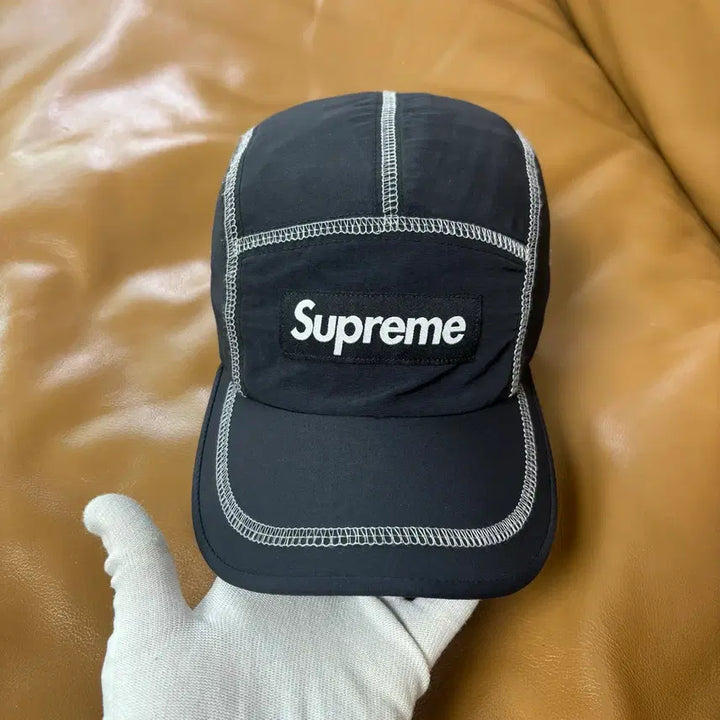 [BUNJANG] Supreme 23SS Reflective Stitch Camp Cap Black / 슈프림 캠프캡 모자 박스로고 리플렉티브 스티치 블랙 23SS