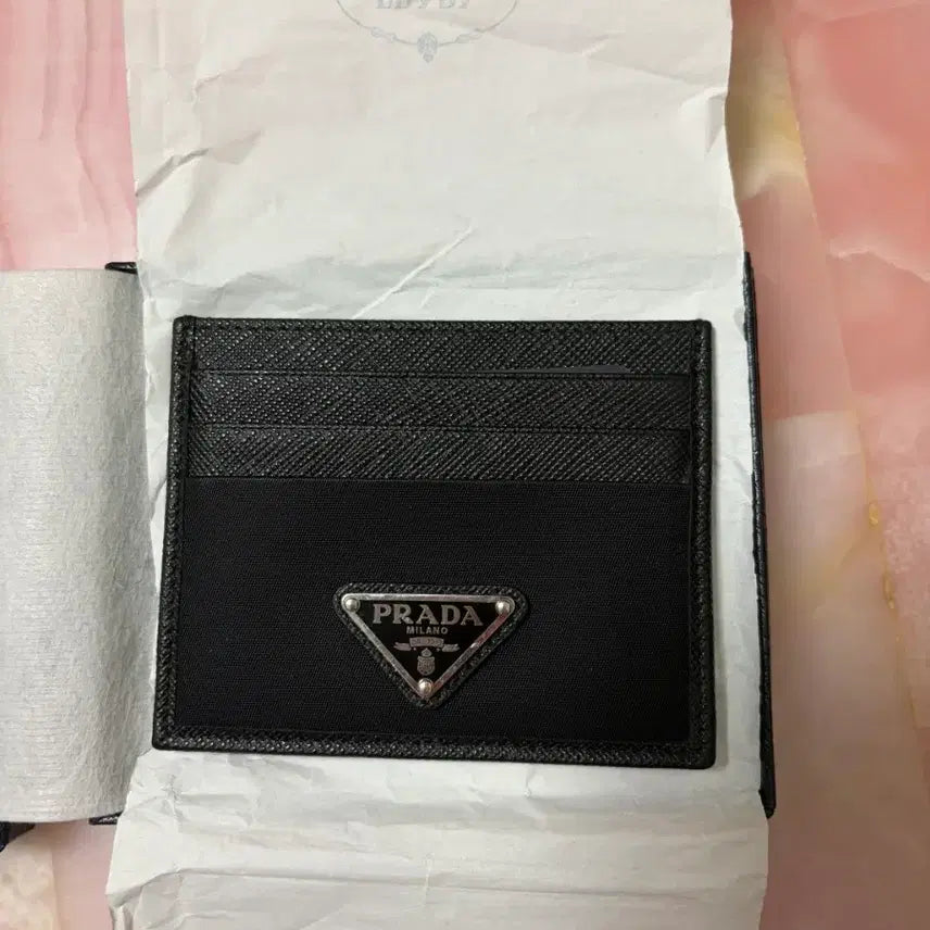 [BUNJANG] Prada Re-Nylon Saffiano Leather Card Holder Black / 프라다 리나일론 사피아노 레더 카드 홀더 블랙