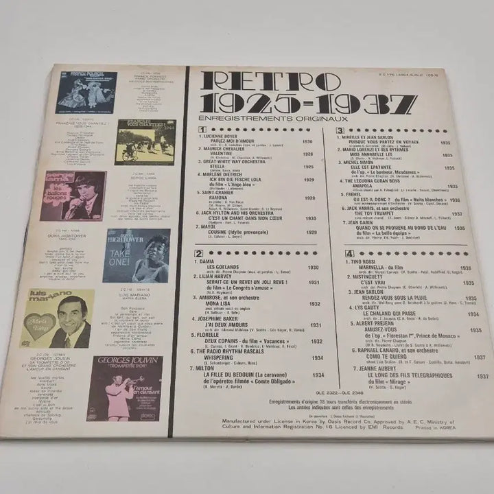 [BUNJANG] Various Artists "Retro 1925-1937" 2LP French Chanson Compilation / Mireille Mathieu Josephine Baker Retro