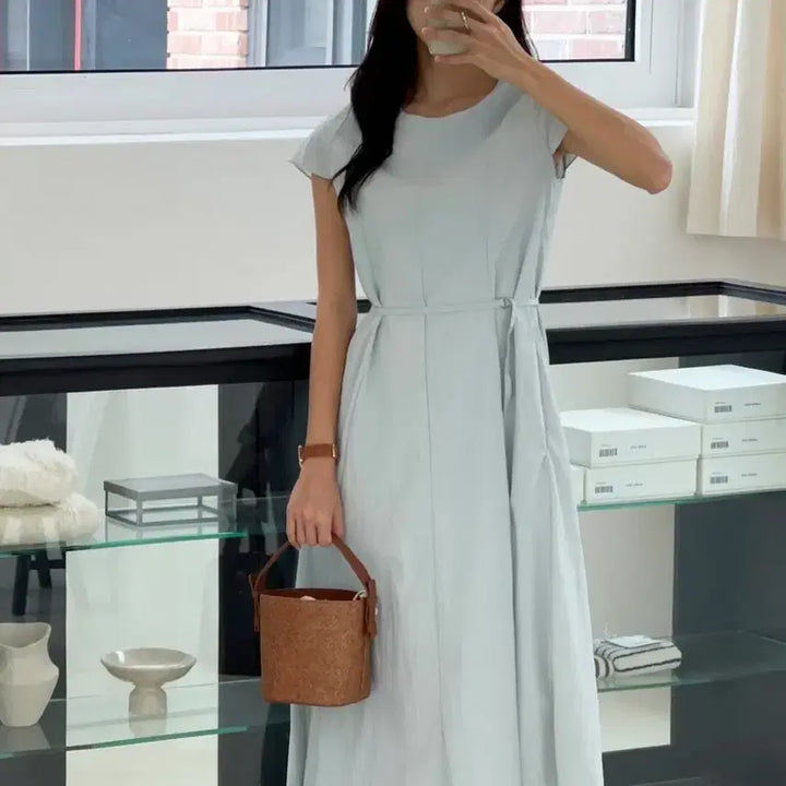 [BUNJANG] Linen Belt Long Dress Summer Resort Look / (새상품) 여름 벨트원피스 린넨원피스 롱원피스 휴양지룩