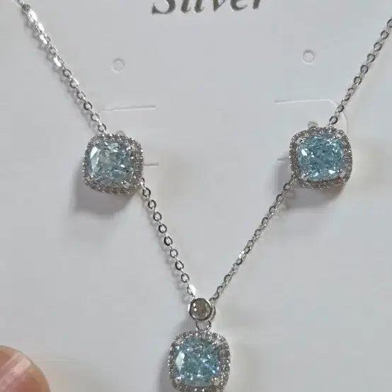 [BUNJANG] Iceflower 925 Sterling Silver Aqua Blue Set / 아이스플라워 925실버 아쿠아블루 셋트 새제품