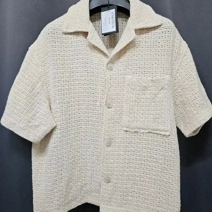 [BUNJANG] System Homme 24SS Crochet Open Collar Patch Pocket Shirt / 시스템옴므 24SS 크로셰 오픈칼라 패치포켓 셔츠 95