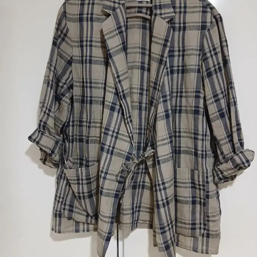 [BUNJANG] Check Linen Jacket (Size 55-77) / 고급스러운 체크 린넨 자켓 55~77