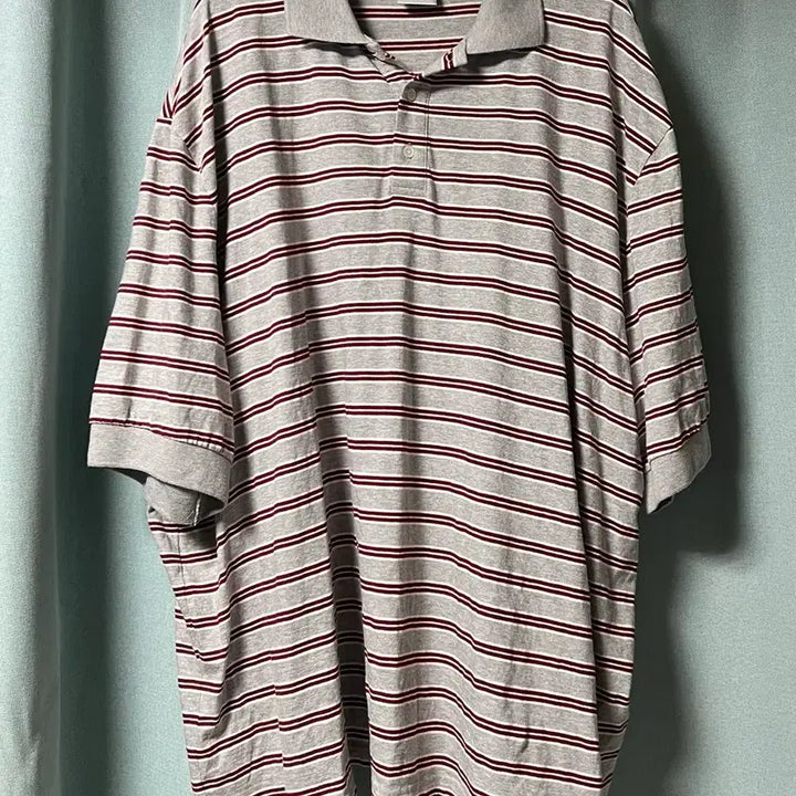 [BUNJANG] MJD Striped T-Shirt - Melange Grey (L) / [L] MJD 폴로 스트라이프 티셔츠 멜란지 그레이