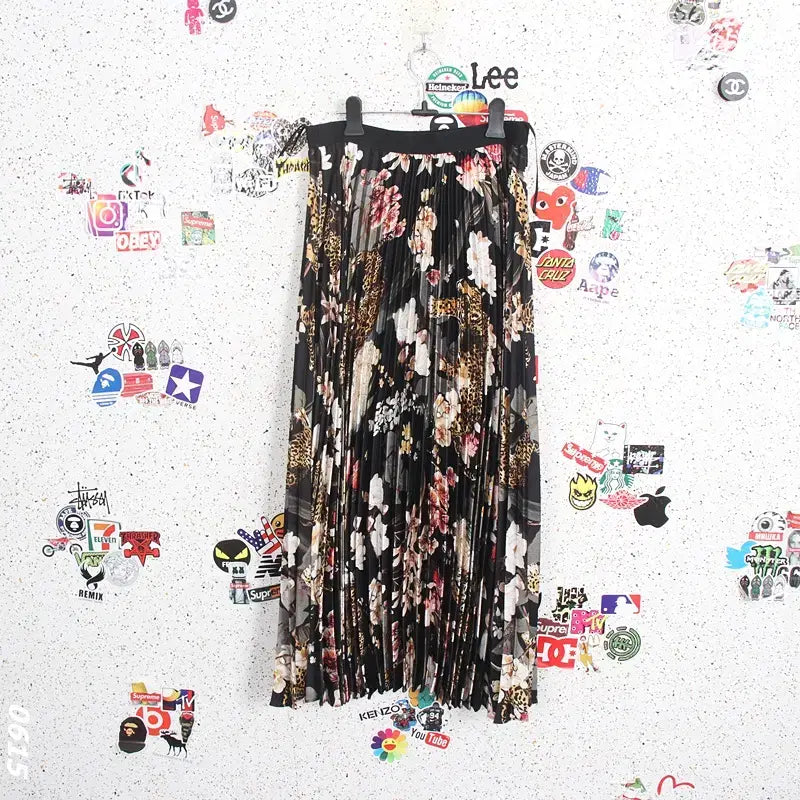 [BUNJANG] Floral Pleated Elastic Waist Skirt / 여성F/ 플로럴 플리츠 밴딩스커트 29-92