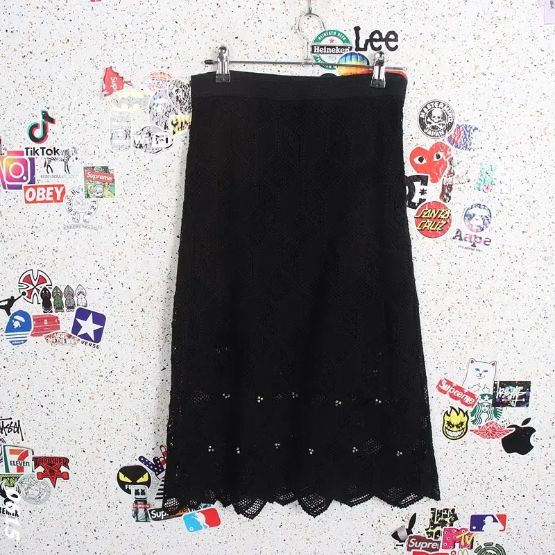 [BUNJANG] Ozsecon Lace Long Skirt Black / 여성44/ 오즈세컨 레이스 롱 스커트BK 29-95