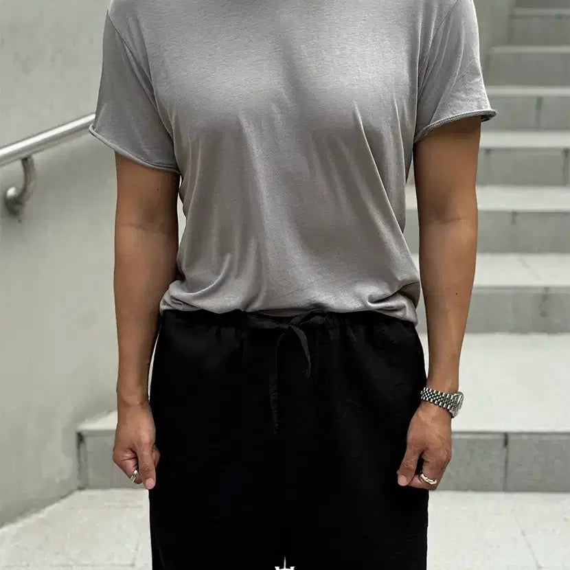 [BUNJANG] Homme Dude Nine CV Thin Twist Draping Black Short-Sleeve T-Shirt / 퓨에르옴므 듀드나인 CV Thin 트위스트 드레이핑 블랙 반팔 티셔츠