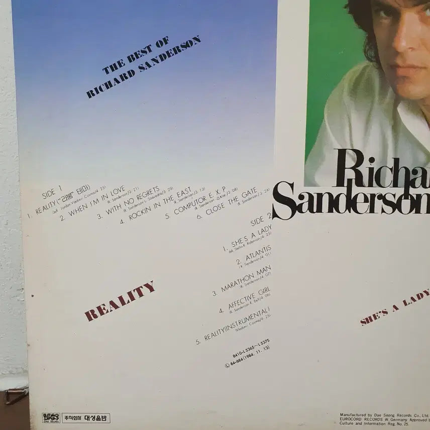 [BUNJANG] Richard Sanderson Reality 1984 LP / 리처드 샌더슨 앨범 LP 1984   REALITY