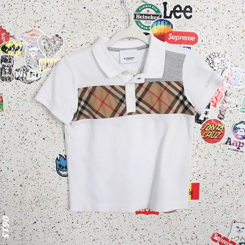 [BUNJANG] Burberry Check Short-Sleeve Polo Shirt (Kids 130-140) / 키즈 130-140/ 버버리 체크 반팔 카라티셔츠 29-105