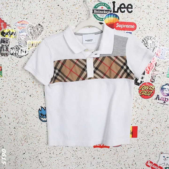 [BUNJANG] Burberry Check Short-Sleeve Polo Shirt (Kids 130-140) / 키즈 130-140/ 버버리 체크 반팔 카라티셔츠 29-105