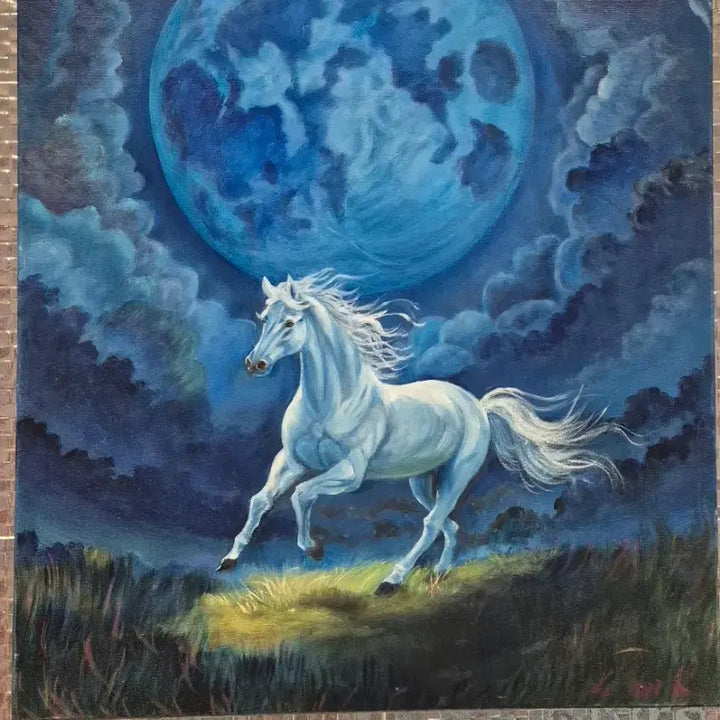 [SOLD OUT] 풍경화 유화 푸른달 흰말 그림