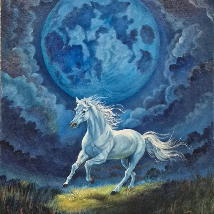 [SOLD OUT] 풍경화 유화 푸른달 흰말 그림