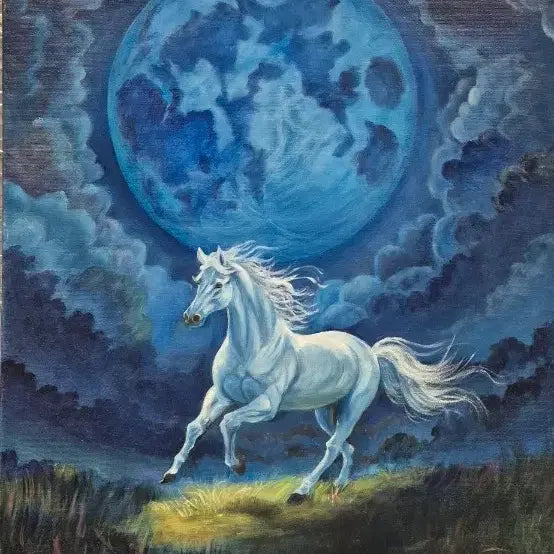 [SOLD OUT] 풍경화 유화 푸른달 흰말 그림